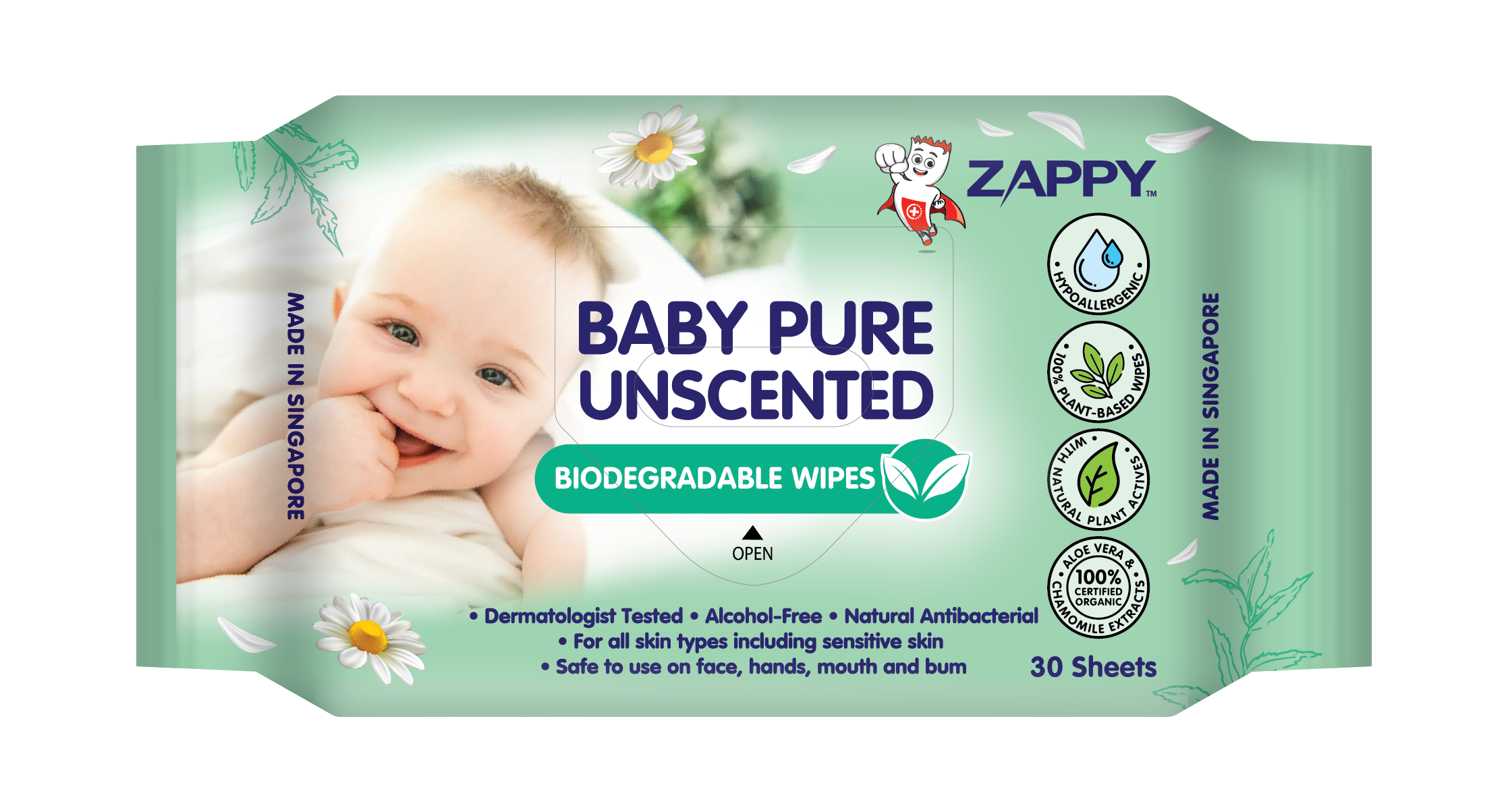 ZAPPY BABY PURE BIO-D WIPES (UNSCENTED)
18 packets X 80 sheets + 24 packets X 30 sheets